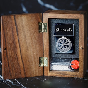 Personalized Engraved Windproof Lighter - 149 - viking compass - lighter with ouroboros