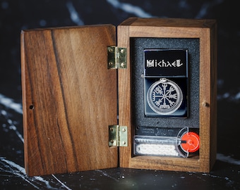 Personalized Engraved Windproof Lighter - 149 - viking compass - lighter with ouroboros