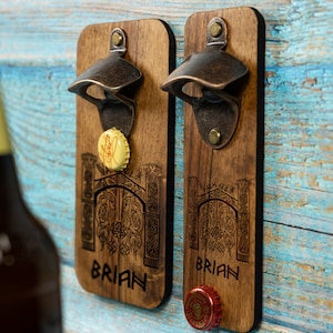 magnetic bottle opener . Christmas Gift, Groomsmen gifts, bottle opener wedding favor - viking gifts  - Valhala Gate - valhalla beer