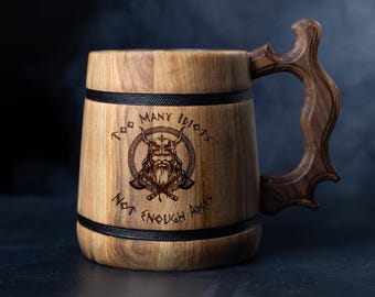 Personalized Wooden Beer Mug: Rustic Viking Tankard, Groomsmen Gift Bachelor Party