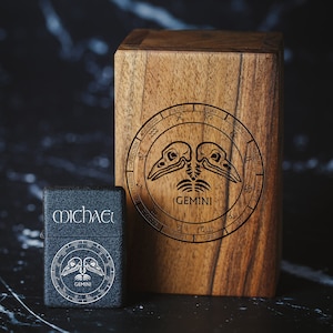 Windproof lighter with custom engraving - lighter in box - lighter for dad - lighter for friend -gemini zodiac sign - Zodiac signs