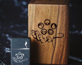 Personalised Engraved Windproof Lighter - 041 - Lighter with Mana Symbols - rpg fans