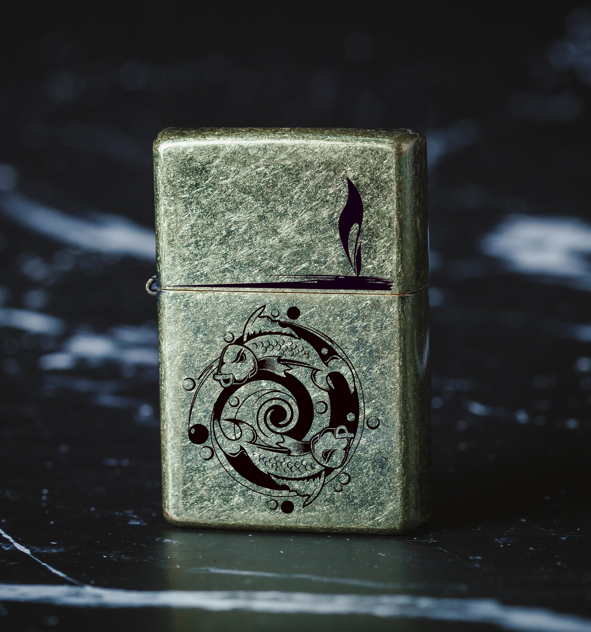 Personalised Engraved Windproof Lighter 145 Lighter With Box Fish