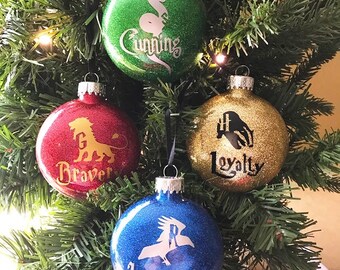 HarryPotter Hogwarts Houses Ornament Set Gryffindor, Hufflepuff, Ravenclaw & Slytherin- Free Shipping