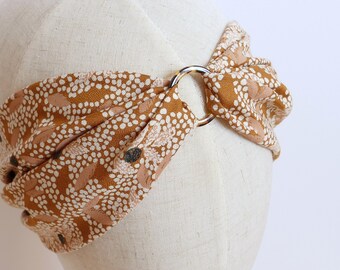 Headband anneu marbré ocre plumes et pois