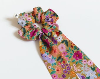 Chouchou-scarf vintage multicolored flowers