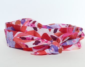 Red/purple flower headband/belt scarf