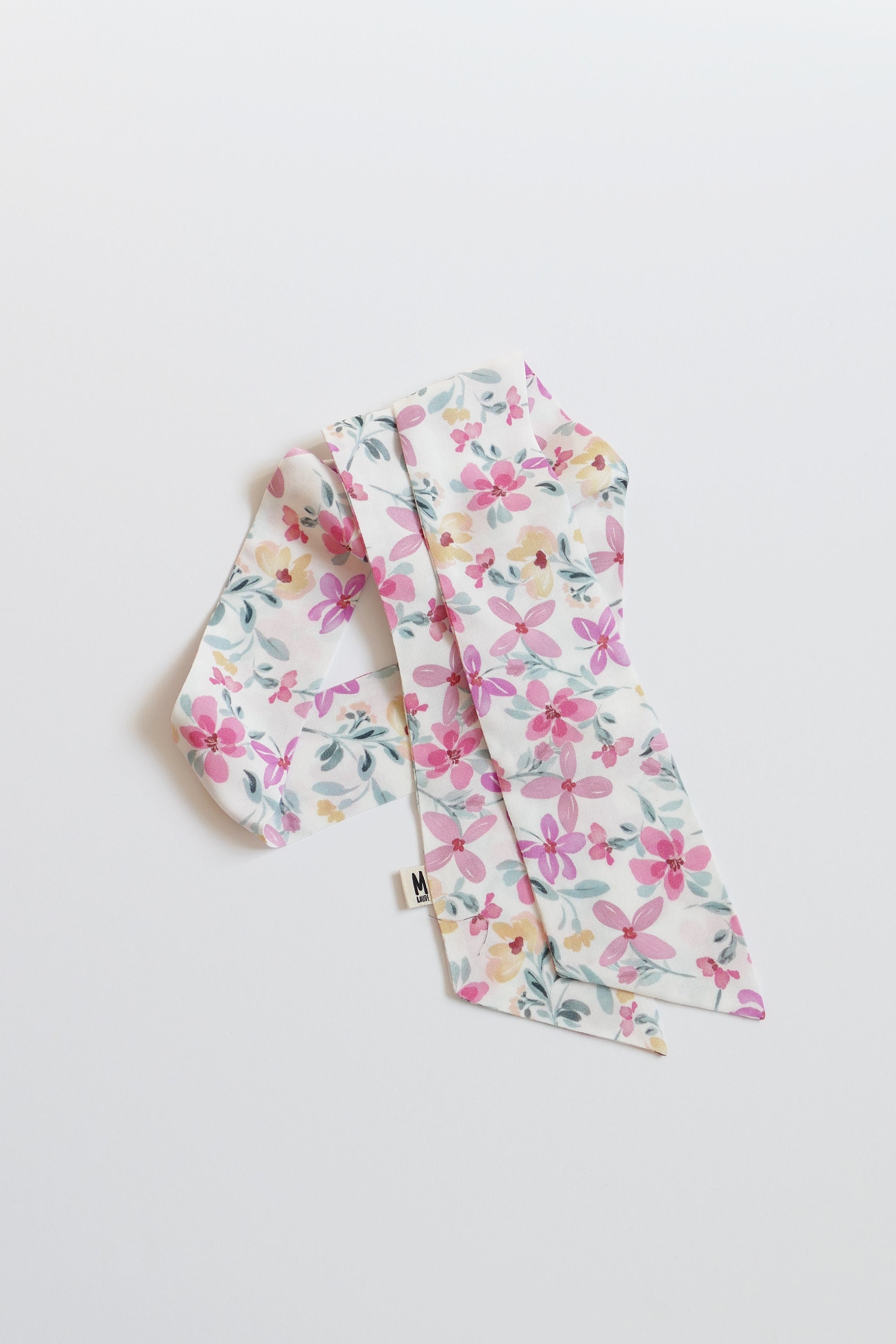 Pink/Blue/Yellow Watercolor Floral Pattern Scarf/Belt