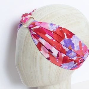 Headband fleurs aquarelle rouge, orange, lila nœud twist ou anneau bijou image 8