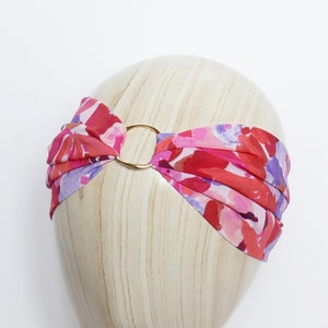 Headband fleurs aquarelle rouge, orange, lila nœud twist ou anneau bijou Anneau doré ondulé