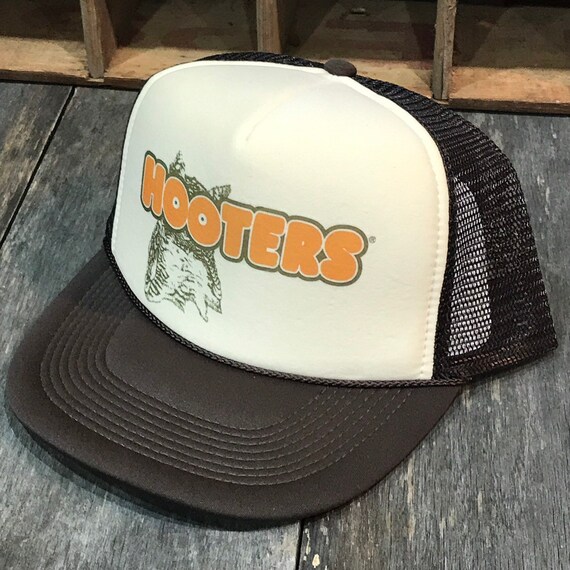 Vintage 80’s 90’s Style Snapback Orange Mesh Cap Hooters Owl Trucker Hat
