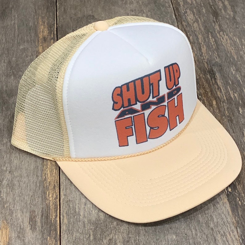 SHUT UP AND FISH Fishing Adjustable Baseball Black Hat Cap