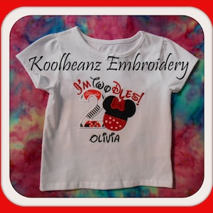 I&#39;m Twodles #2 and applique of mr. or miss. mouse head sizd 5x7 digital applique file.