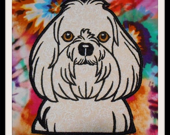 Maltese dog head. Machine embroidery digital file in sizes 5x7 8x8.