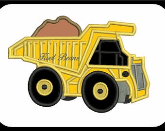 Dump Truck & safty cone 4x4 5x7 6x10 safty cone 1.5 in 2 in. Digital applique embroidery files.