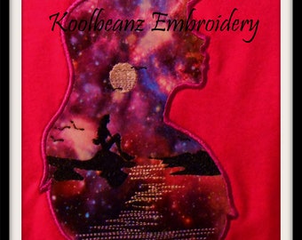 Little mermade applique desigh with silhouette design in applique, in sizes 5x7 6x10 digital applique embroidery design.