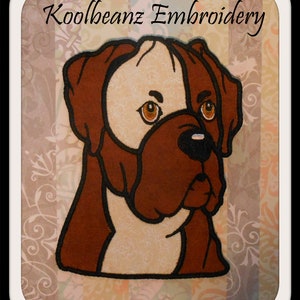 Boxer head. Machine embroidery applique file. Sizes 5x7 8x8. Digital embroidery files.