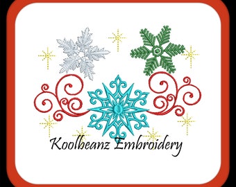 Christmas snowflakes in 3 sizes 4x4 5x7 8x7.5 . Digital embroidery designs.