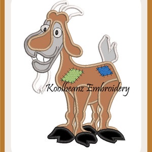 Patch Goat in 4x4 fill and 5x7 6x10 digital applique embroidery files. Will fit MB4 hoop