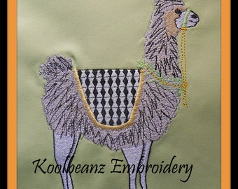 Lama in fill stitch embroidery sizes 4x4 5x7. Digatil machine embroidery files.