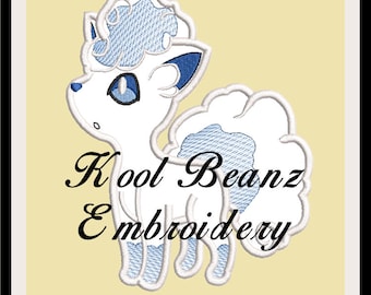 Alolan & Vulpix 4x4 5x7 pokemon inspiered, applique embroidery files.