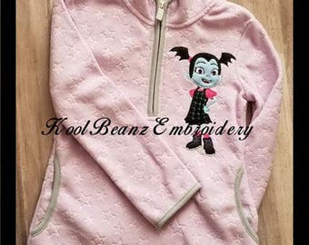 Vimpire girl. 4x4 fill stitch  5x7 digital applique embroidery files