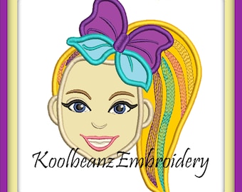 Inspired   Jo face. In size 5x7 6x10 digital applique embroidery files.