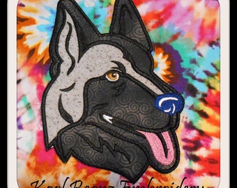 German shepherd head machine embroidery applique file .. Sizes 5x7 8x8.
