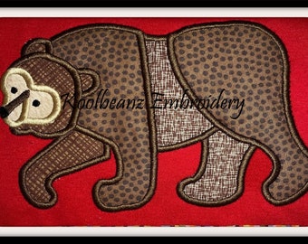 Brown bear. Digital applique design in sizes 4x4 5x7 and 6x9