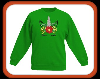 Unicorn Christmas peeker. In 5x7 6x10 applique and fill stitch digital design.