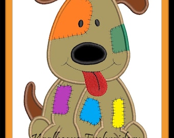 Patch work Puppy in 4x4 fill stitch and a 4x4 5x7 and 6x10 digital applique design.