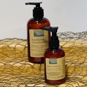 Men&#39;s Aloe Vera & Herb Infused Goatmilk Hand and Body Lotions - Shea Butter, Fragrance Choices, Sensitive Skin, Eczema