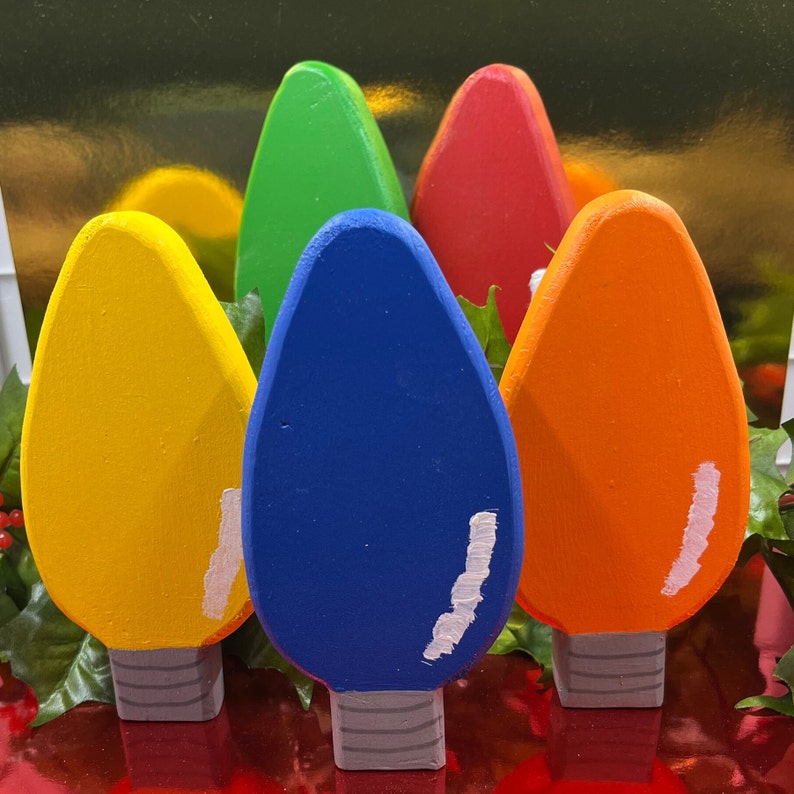 Wooden Christmas Light Bulb Etsy