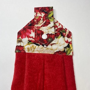 Red Floral Hanging Kitchen Towel