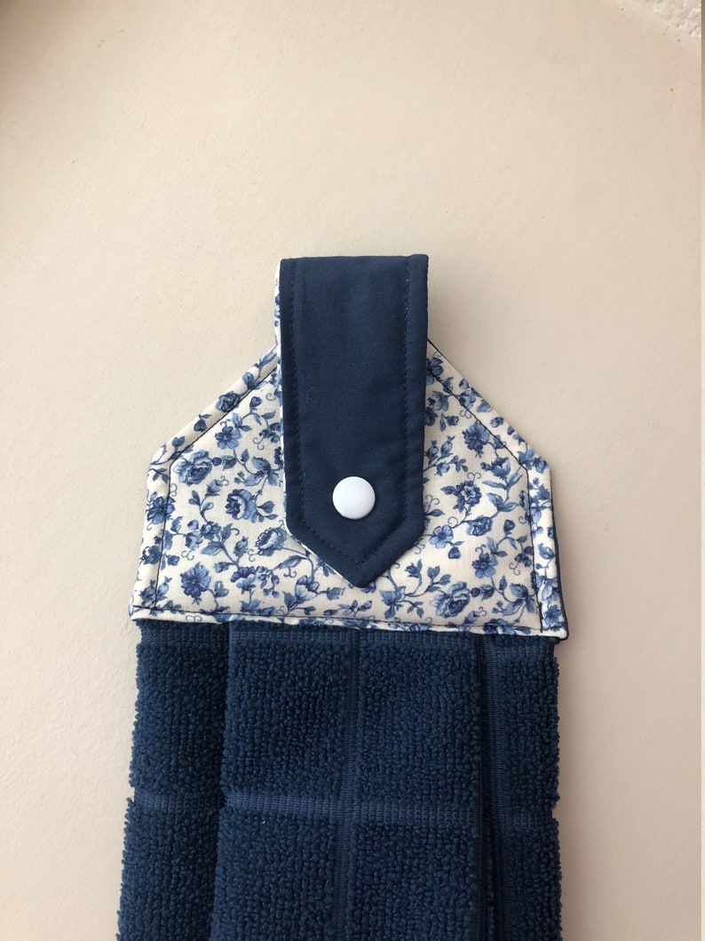 Set of 2 Navy Blue and White Hanging Kitchen Towels FREE Etsy