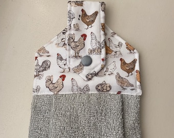Gray Chicken Hanging Kitchen Towel