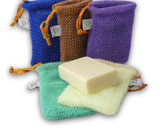 African Net Soap Saver Bag, Exfoliating Nylon Soap Pouch, Drawstring