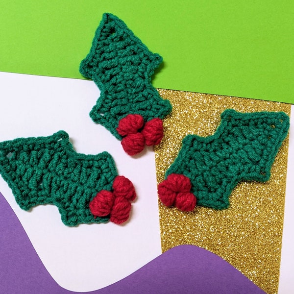 Festive Holly Leaf - Digital Crochet Pattern - Christmas decoration or craft gift