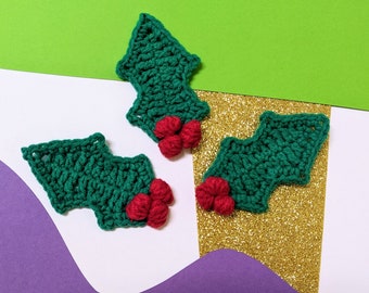Festive Holly Leaf - Digital Crochet Pattern - Christmas decoration or craft gift