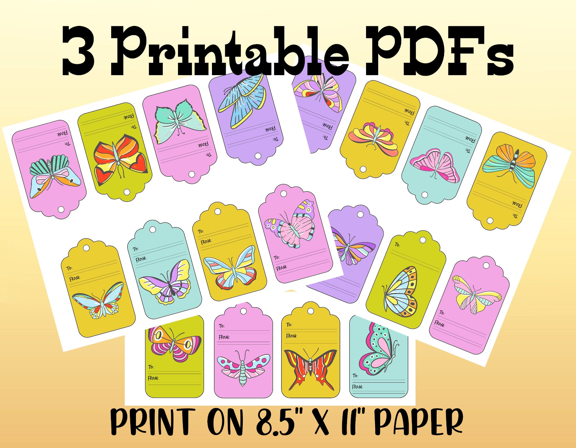 20 Butterfly Printable Gift Tags Custom Gift Tags Print on Etsy