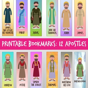 Printable Bookmarks of the 12 Apostles, Bible Bookmarks, How To Make A Bookmark Guide, Instant Download, Bookmarks For Kids, Unique Bookmark