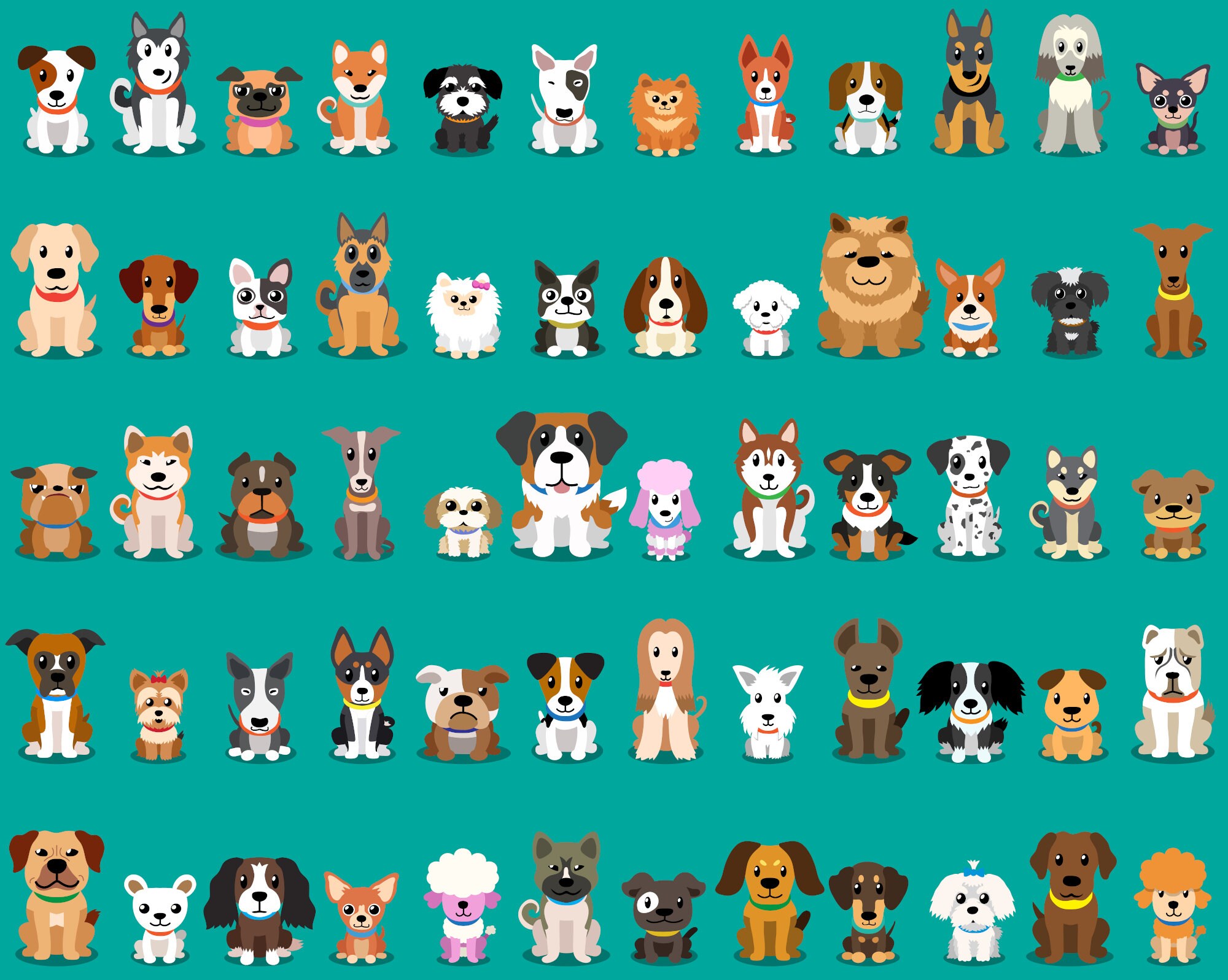 60 Dog Stickers Cricut &amp; Printable Animal Clipart 300 DPI - Etsy