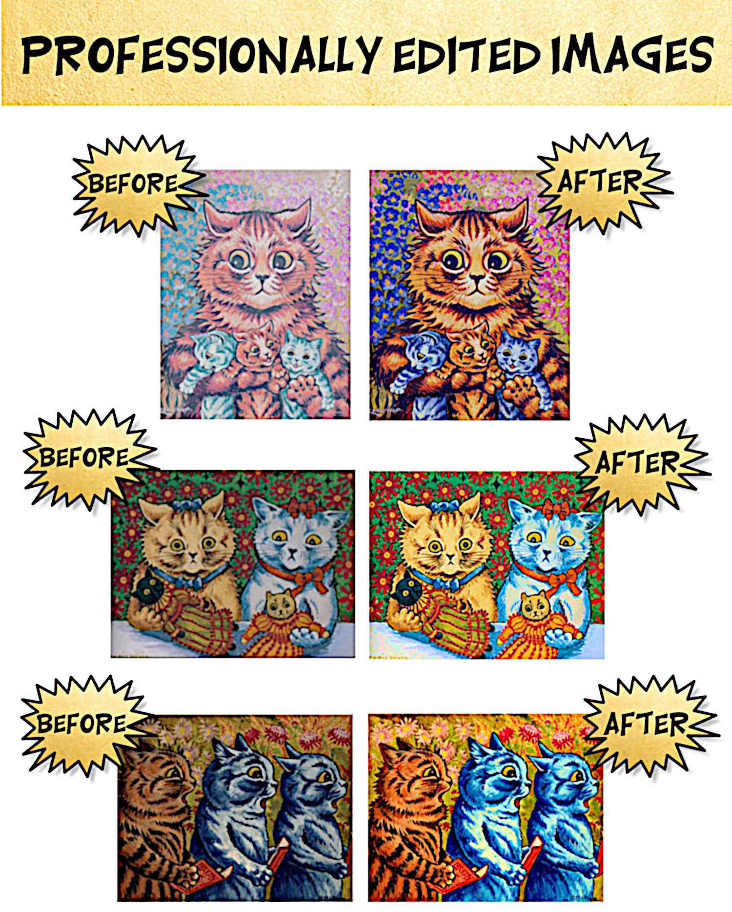 Mom With Three Cats Louis Wain Art Board Print for Sale by joycesparks28