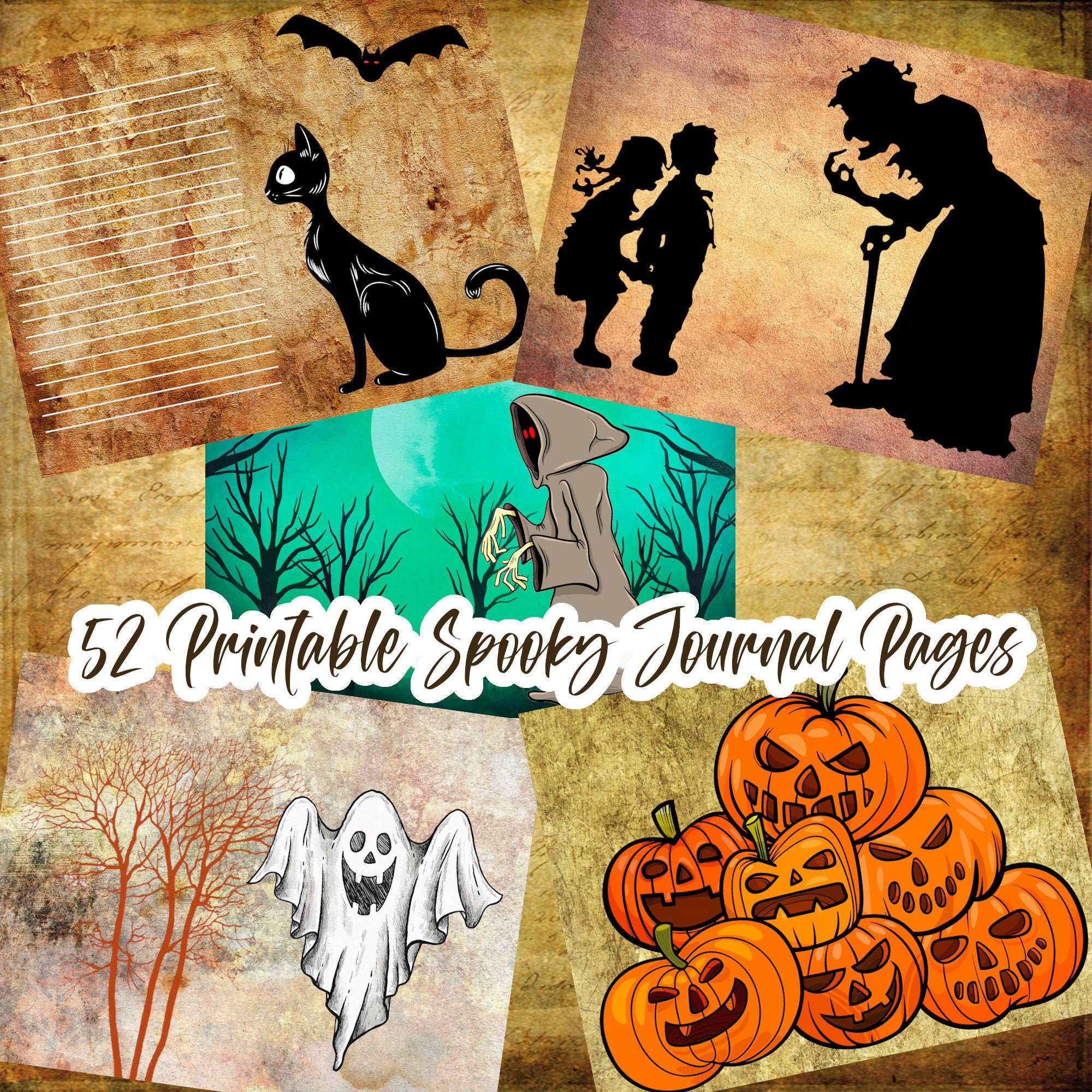 52 Halloween Printable Journal Pages Junk Journal Kit - Etsy New Zealand