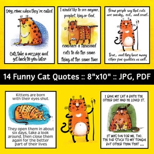 14 Funny Cats Quotes PRINTABLES, Funny Cats Pictures, Jpg, Pdf, 8x10 ...