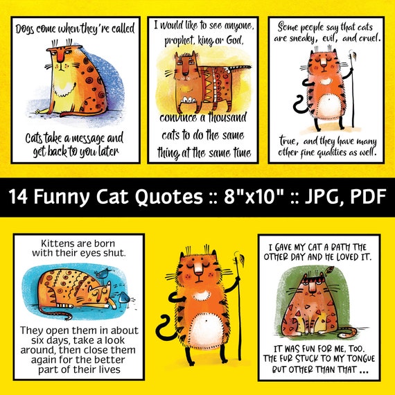 14 Funny Cats Quotes Printables Funny Cats Pictures Jpg Etsy