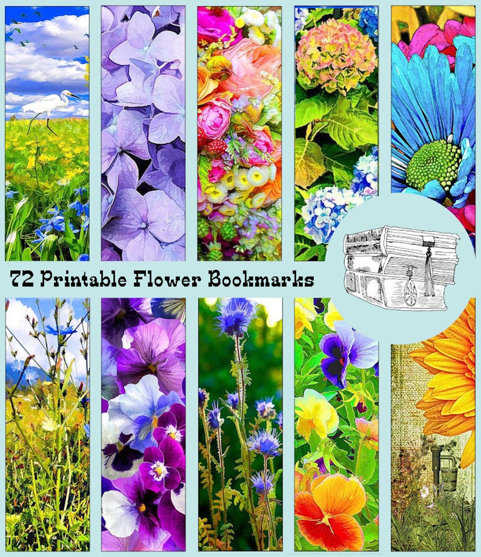 72 Printable Bookmarks Flower Digital Bookmarks Bookmark - Etsy.dE