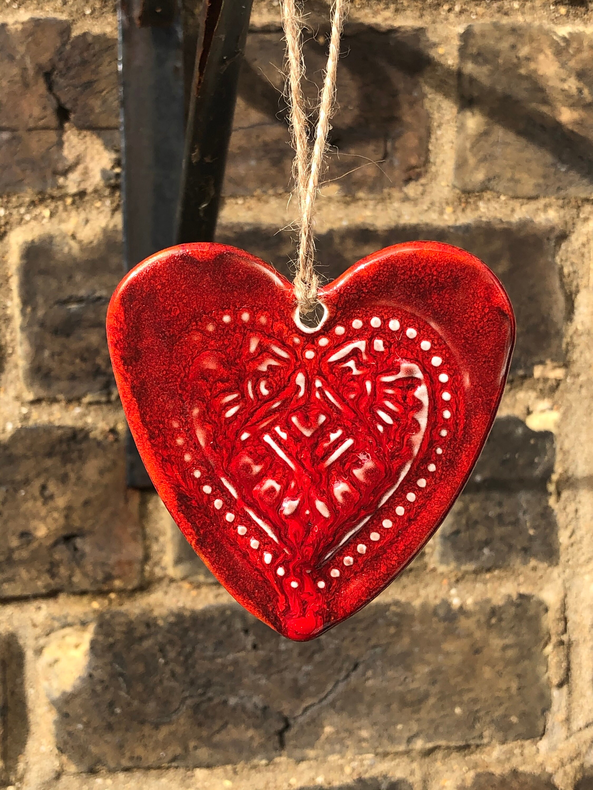 Two Heart Decorations Keepsake Bauble Heart Hanging Etsy