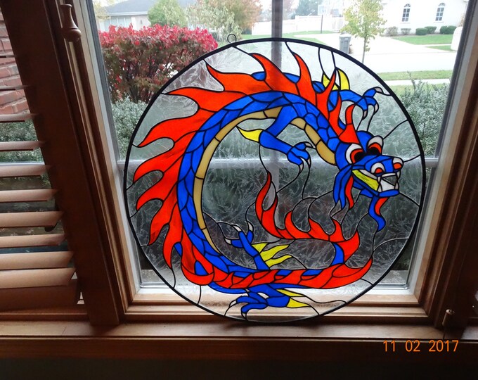 Stained Glass Dragon Window/wall Hanging Etsy