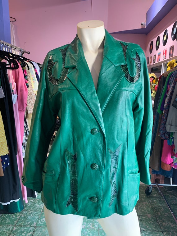 1980s Green Leather Jacket